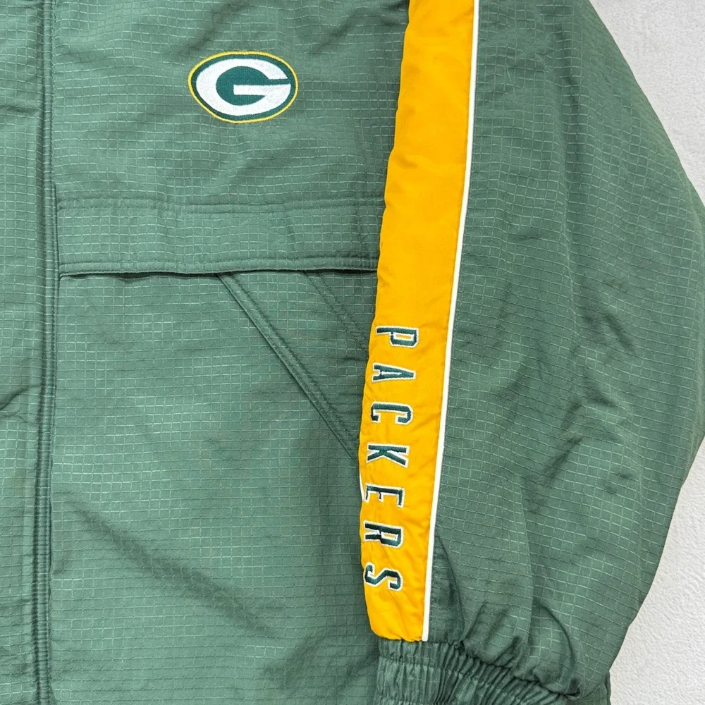 Vintage Green Bay Packers Jacket Mens 2XL Green Yellow Puma NFL Hooded Parka